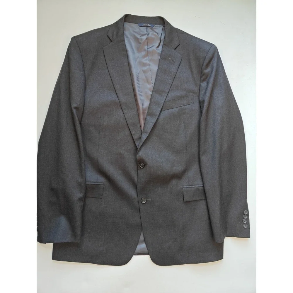 Brooks Brothers Regent Mens Sport Coat 44L Gray Wool Made in USA 2 Button Blazer